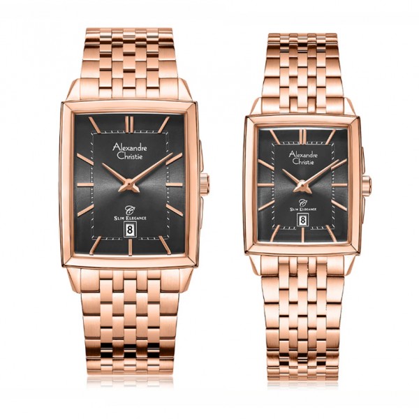 Alexandre Christie AC 8708 Rosegold Black Couple Slim Elegance Alexandre Christie AC 8708 Rosegold Black Couple Slim Elegance